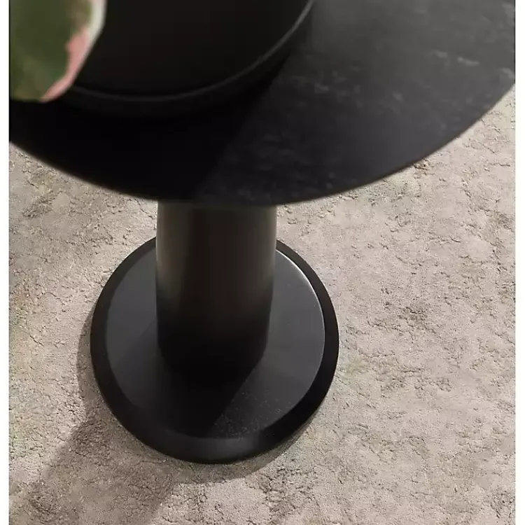 Accent & End Tables-Kirklands Home Round Wood Jess Accent Table Black