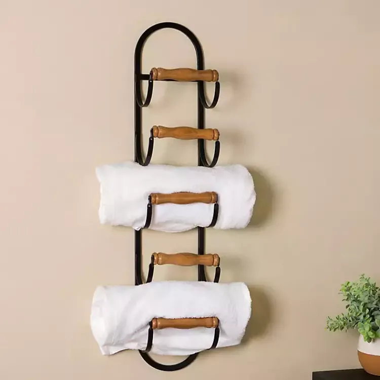 Wall Storage-Kirklands Home Metal and Wood Tiered Multi-Use Wall Rack