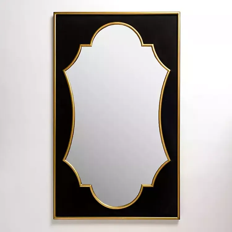 Decorative Mirrors-Kirklands Home Black Velvet and Gold Wall Mirror
