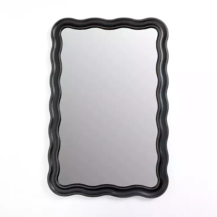 Decorative Mirrors-Kirklands Home Rectangle Catorina Black Wavy Wall Mirror