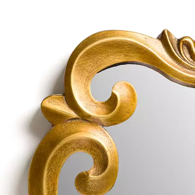 Decorative Mirrors-Kirklands Home Serena Antique Gold Carved Scroll Wall Mirror