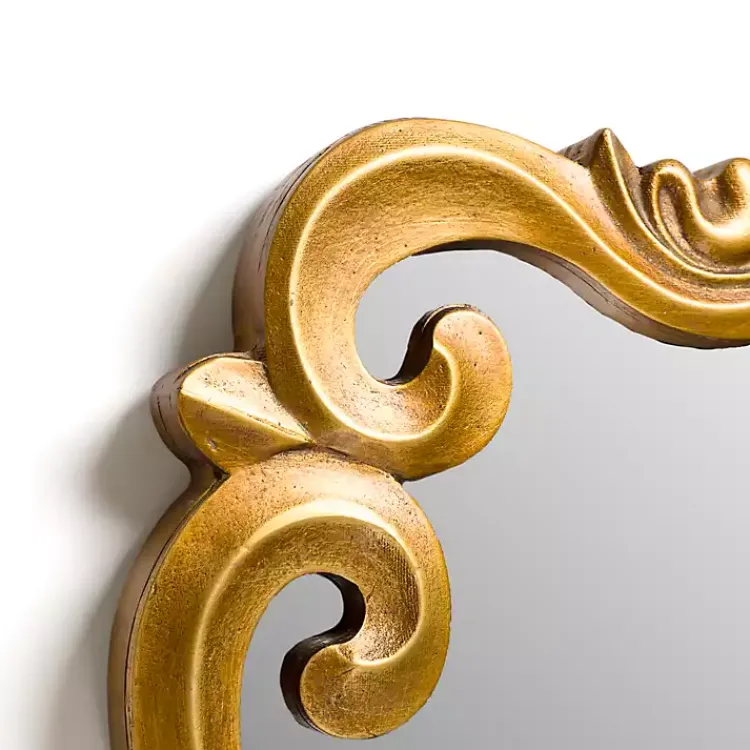 Decorative Mirrors-Kirklands Home Serena Antique Gold Carved Scroll Wall Mirror