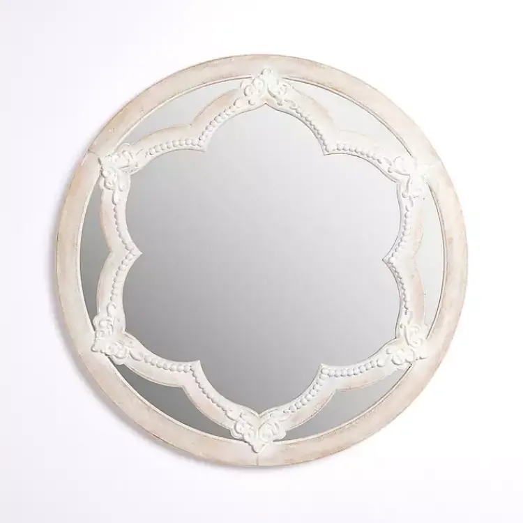 Decorative Mirrors-Kirklands Home White Carved Petal Wall Mirror