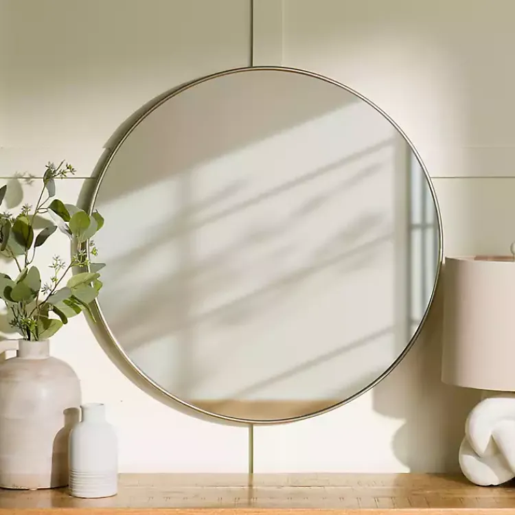 Framed Mirrors-Kirklands Home Champagne Nouveau Round Wall Mirror