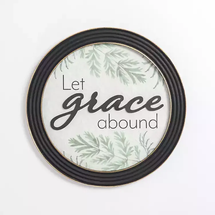 Wall Quotes & Signs-Kirklands Home Round Let Grace Abound Wall Plaque
