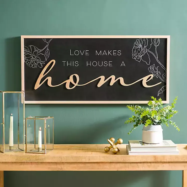 Wall Quotes & Signs-Kirklands Home Love Makes This House a Home Wall Plaque Black