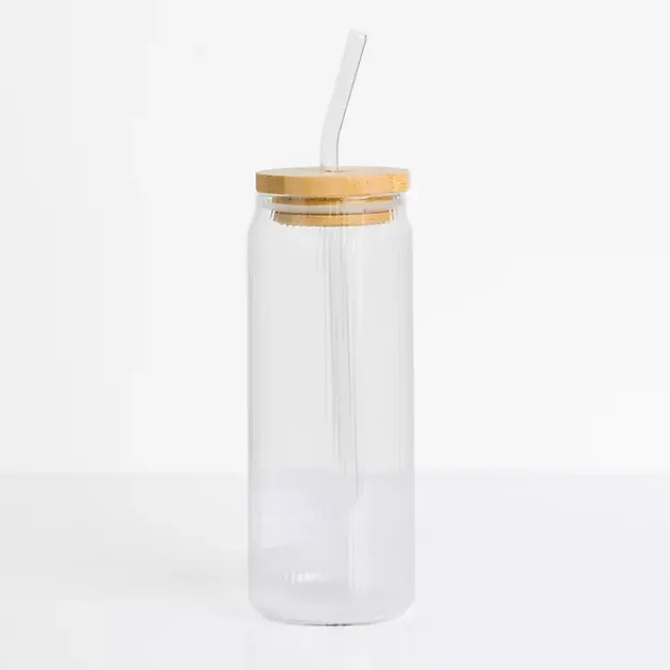Glassware & Drinkware-Kirklands Home Linear Ribbed Glass Tumbler Clear