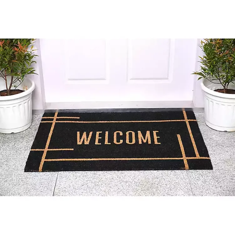 Doormats-Kirklands Home Welcome Linear Doormat Black