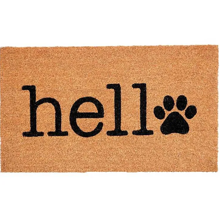 Doormats-Kirklands Home Hello Black Paw Print Doormat