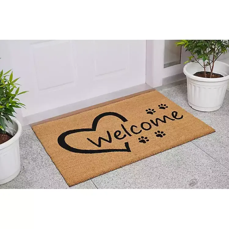 Doormats-Kirklands Home Open Heart Welcome Paws Doormat