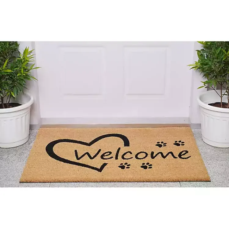 Doormats-Kirklands Home Open Heart Welcome Paws Doormat