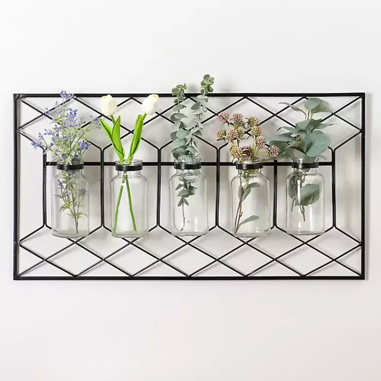 Wall Storage-Kirklands Home Metal Wire and Bottles Wall Plaque