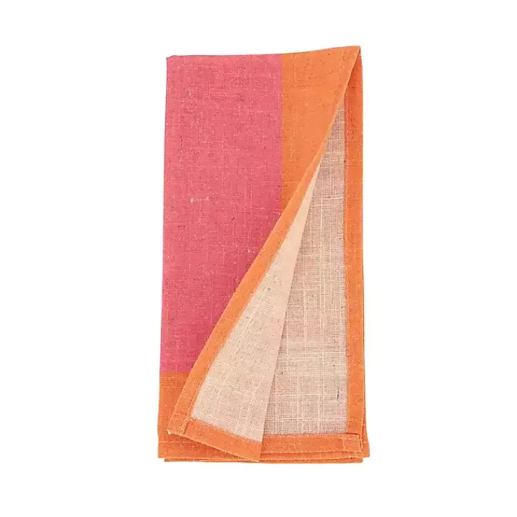 Table Linens-Kirklands Home Pink and Orange Colorblock Napkins, Set of 4