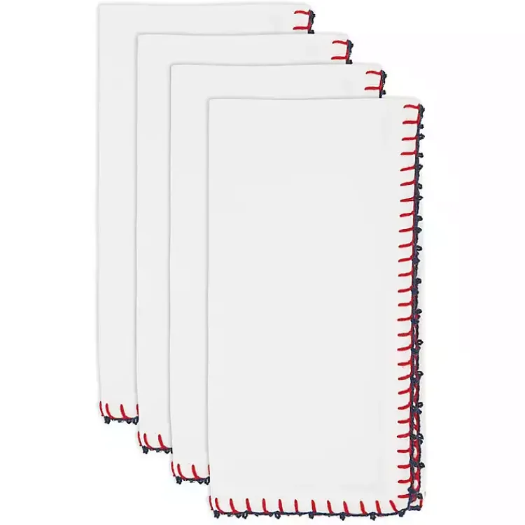 Table Linens-Kirklands Home Red Whipstitch Napkins, Set of 4 White