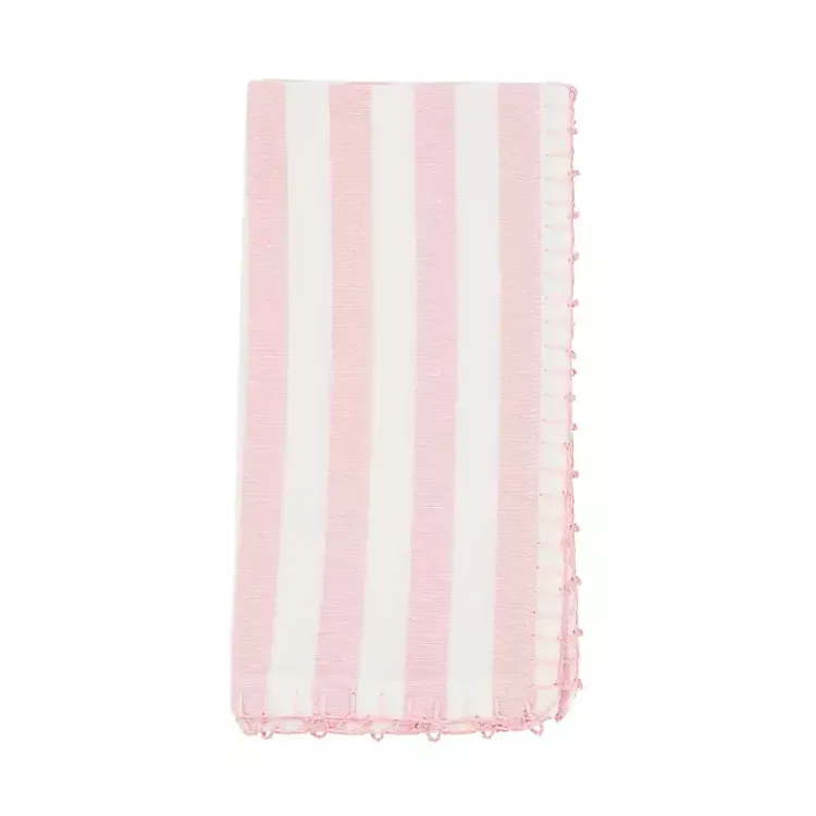 Table Linens-Kirklands Home Pink Striped Whipstich Napkins, Set of 4
