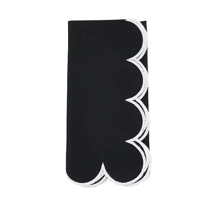 Table Linens-Kirklands Home Scalloped Edge Napkins, Set of 4 Black