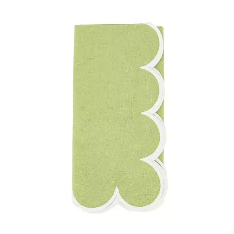 Table Linens-Kirklands Home Scalloped Edge Napkins, Set of 4 Green