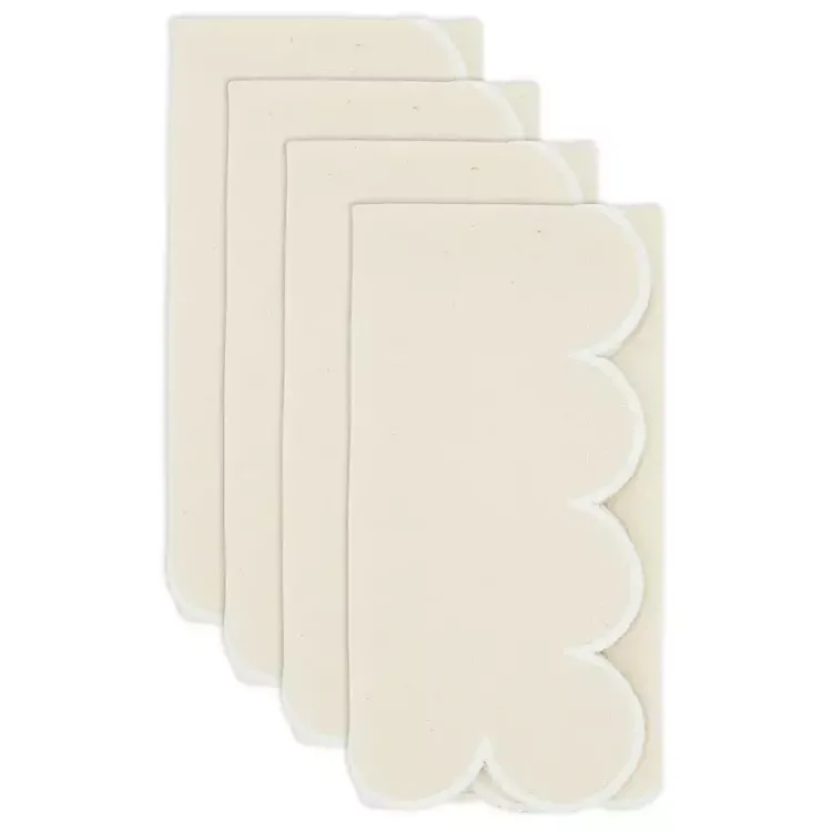 Table Linens-Kirklands Home Neutral Scalloped Edge Napkins, Set of 4 Tan
