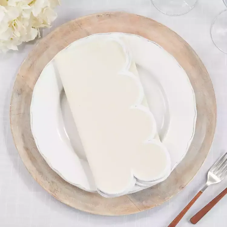 Table Linens-Kirklands Home Neutral Scalloped Edge Napkins, Set of 4 Tan