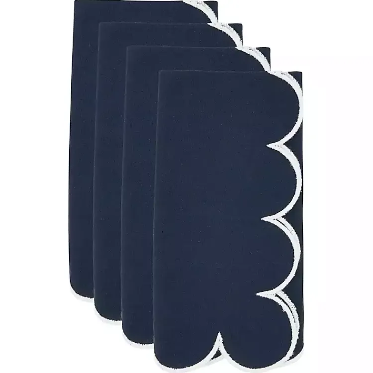 Table Linens-Kirklands Home Navy Scalloped Edge Napkins, Set of 4 Blue