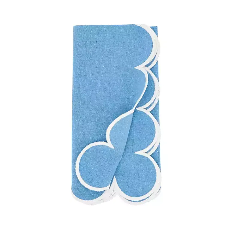 Table Linens-Kirklands Home Scalloped Edge Napkins, Set of 4 Blue