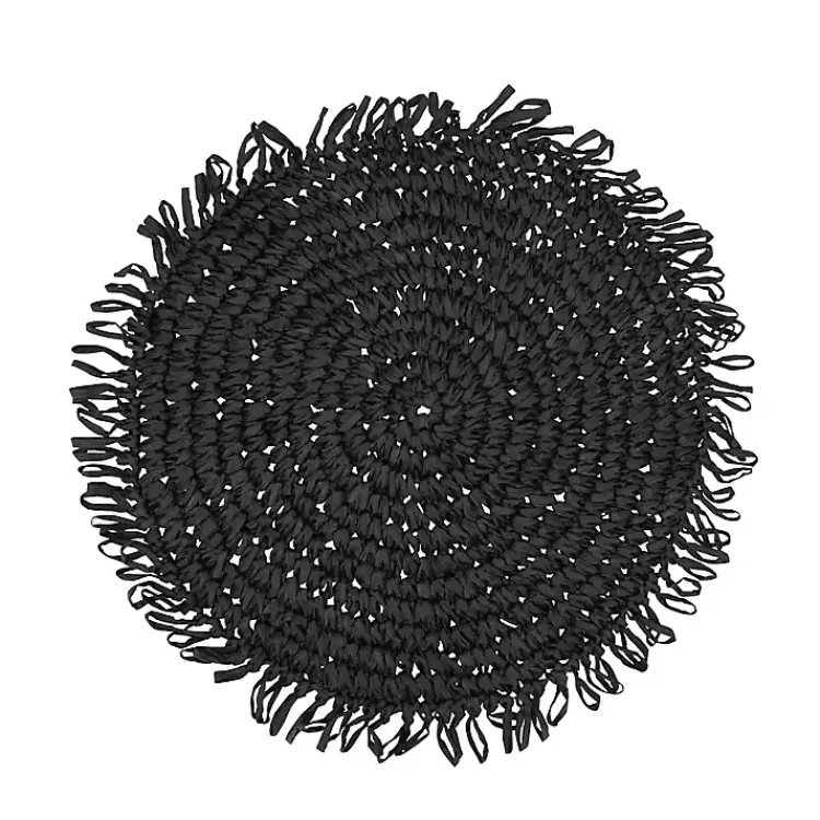 Table Linens-Kirklands Home Rustic Raffia Placemats, Set of 4 Black