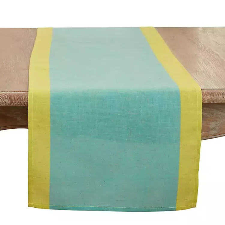 Table Linens-Kirklands Home Teal and Mustard Colorblock Table Runner