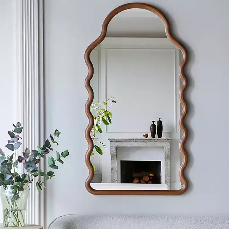 Decorative Mirrors-Kirklands Home Dark Gold Arched Wavy Wall Mirror