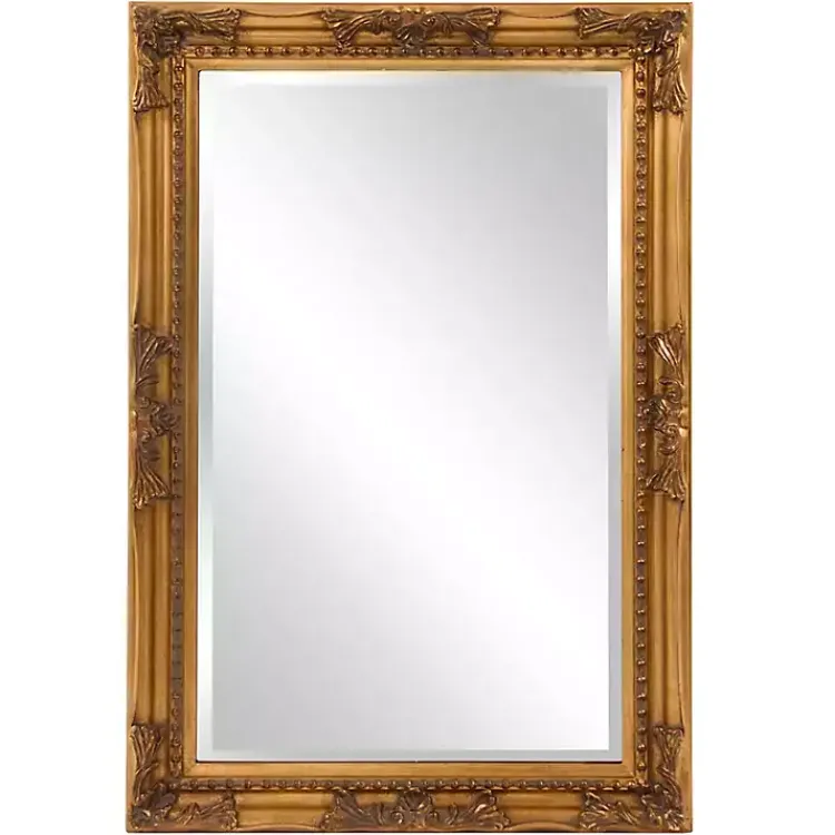 Decorative Mirrors-Kirklands Home Queen Ann Rectangular Wall Mirror Gold