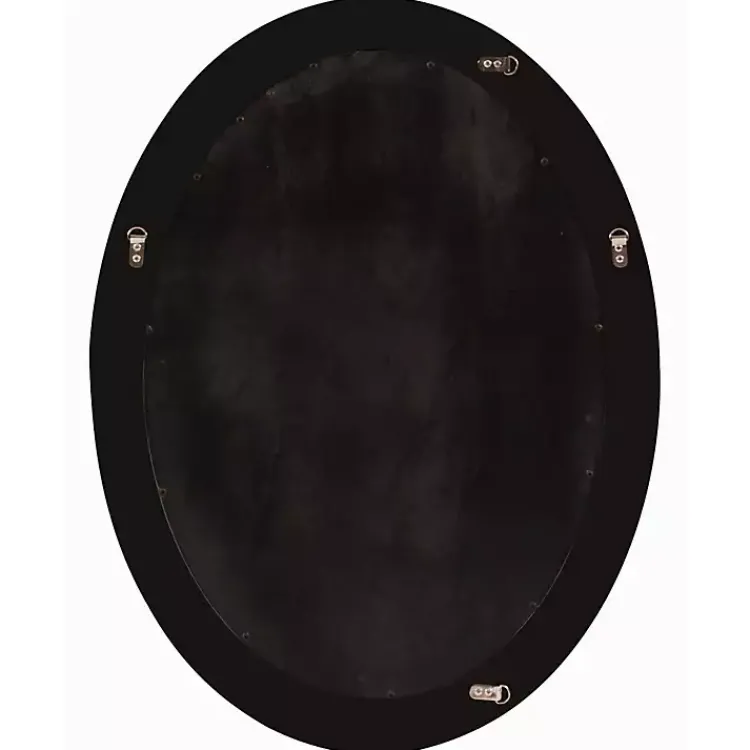 Decorative Mirrors-Kirklands Home George Ridged Oval Wall Mirror Black