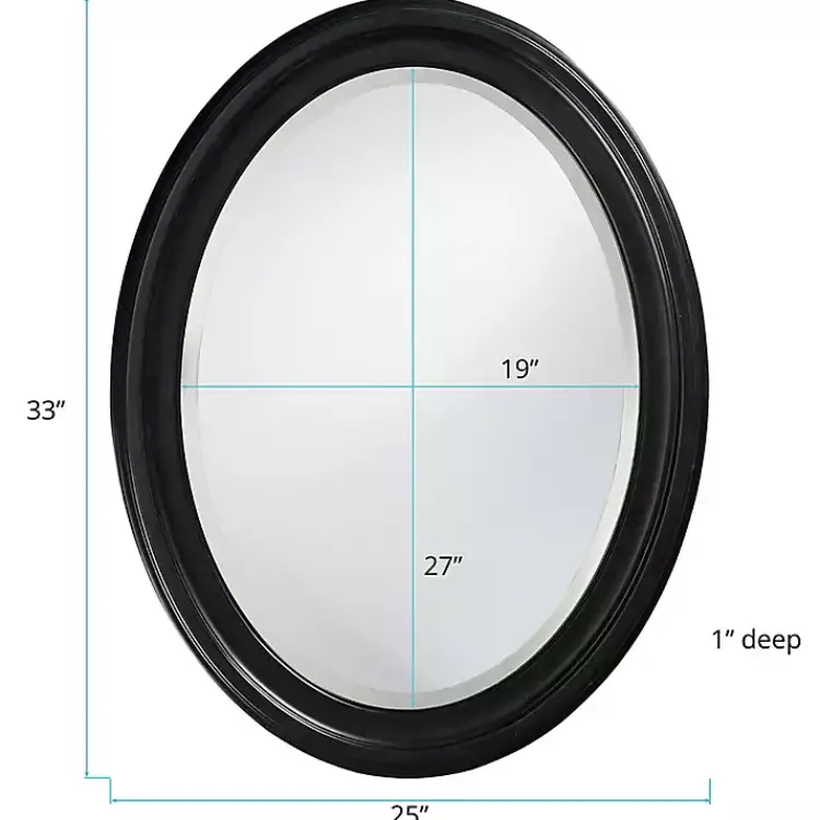 Decorative Mirrors-Kirklands Home George Ridged Oval Wall Mirror Black