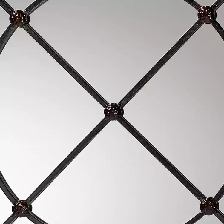 Decorative Mirrors-Kirklands Home Metal Round Geometric Pane Wall Mirror Black