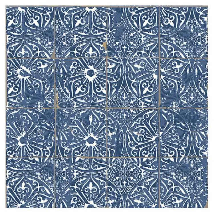 Wall Murals & Wallpaper-Kirklands Home Provincial Tiles Peel & Stick Wallpaper Blue