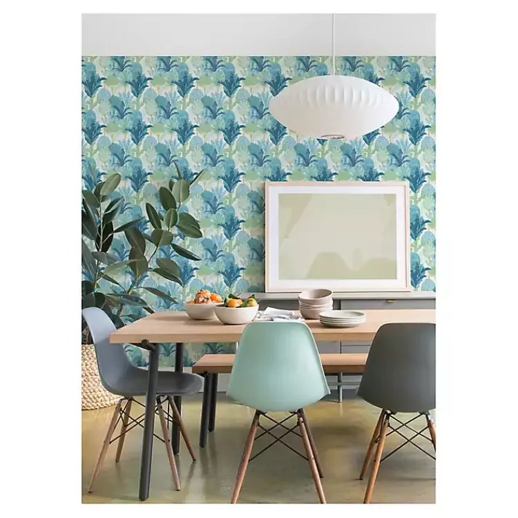 Wall Murals & Wallpaper-Kirklands Home Teal Bohoemian Jungle Peel & Stick Wallpaper