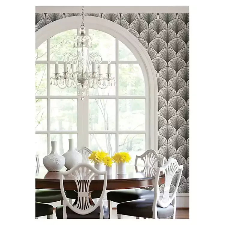 Wall Murals & Wallpaper-Kirklands Home Gray Art Deco Fans Peel & Stick Wallpaper