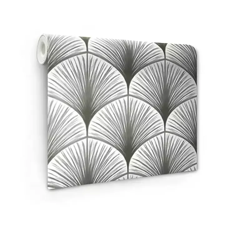 Wall Murals & Wallpaper-Kirklands Home Gray Art Deco Fans Peel & Stick Wallpaper