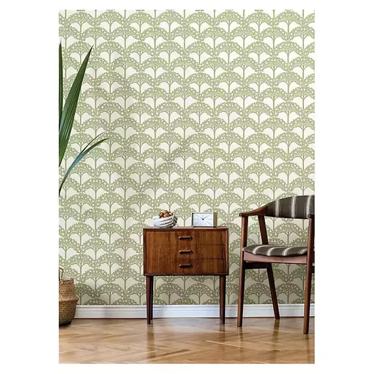 Wall Murals & Wallpaper-Kirklands Home Green Flowering Trees Peel & Stick Wallpaper