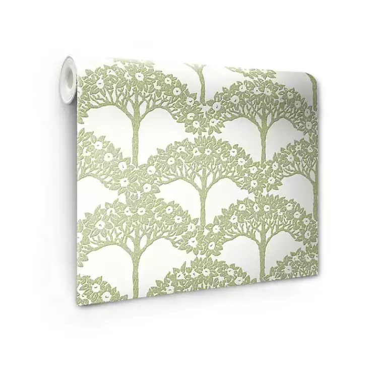 Wall Murals & Wallpaper-Kirklands Home Green Flowering Trees Peel & Stick Wallpaper