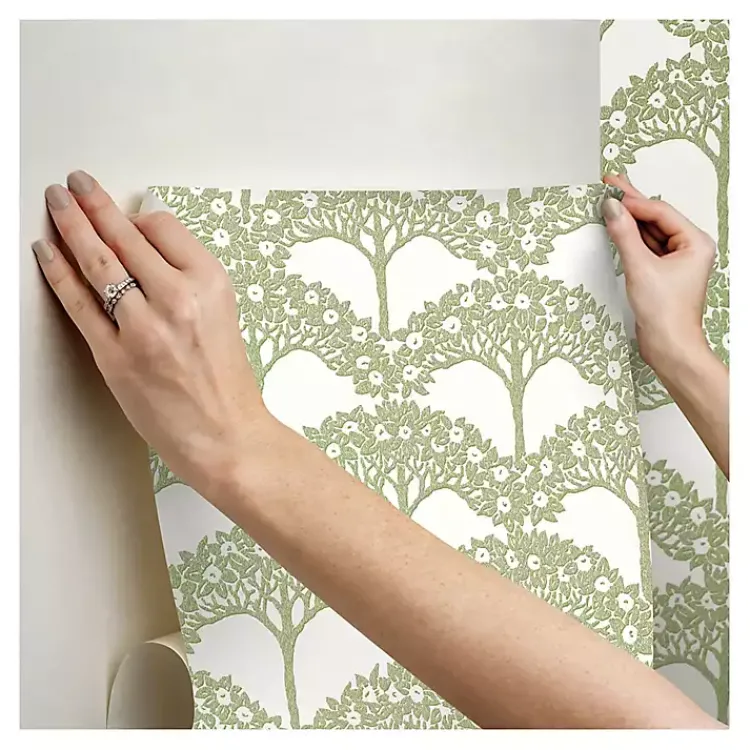 Wall Murals & Wallpaper-Kirklands Home Green Flowering Trees Peel & Stick Wallpaper