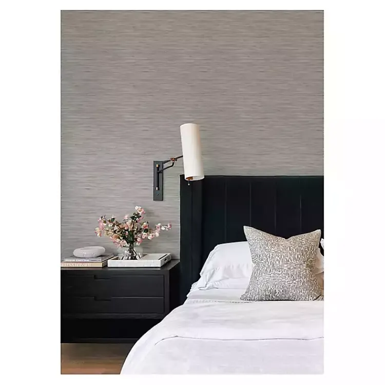 Wall Murals & Wallpaper-Kirklands Home Textured Grassweave Peel & Stick Wallpaper Gray