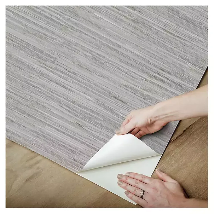 Wall Murals & Wallpaper-Kirklands Home Textured Grassweave Peel & Stick Wallpaper Gray