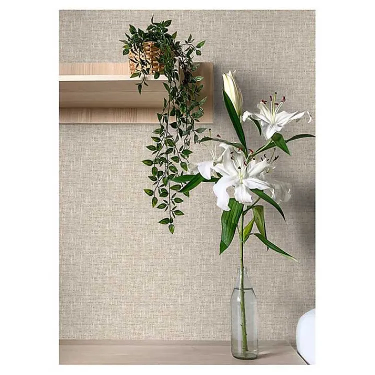 Wall Murals & Wallpaper-Kirklands Home Textured Poplin Peel & Stick Wallpaper Tan