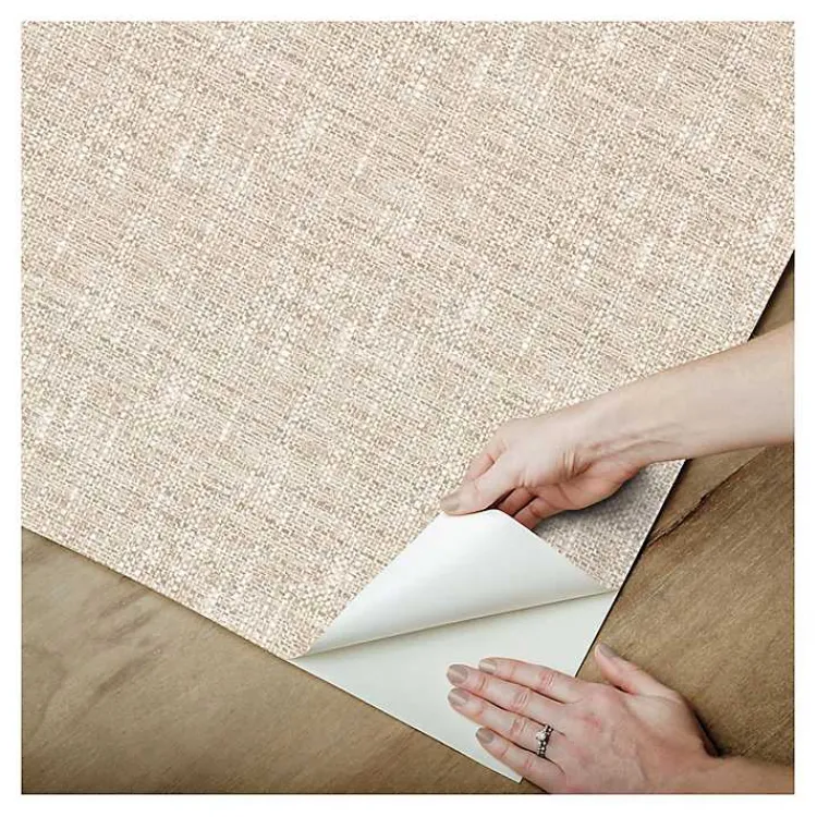 Wall Murals & Wallpaper-Kirklands Home Textured Poplin Peel & Stick Wallpaper Tan