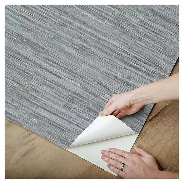 Wall Murals & Wallpaper-Kirklands Home Textured Grassweave Peel & Stick Wallpaper Blue