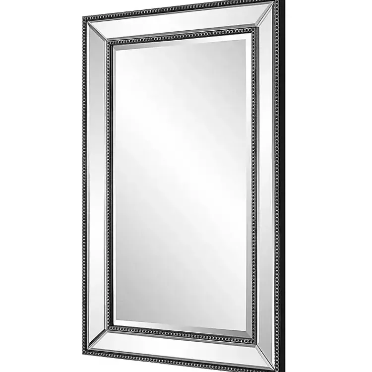 Decorative Mirrors-Kirklands Home Beaded Double Frame Beveled Wall Mirror Black