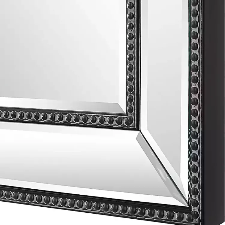 Decorative Mirrors-Kirklands Home Beaded Double Frame Beveled Wall Mirror Black