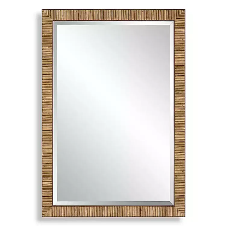 Decorative Mirrors-Kirklands Home Natural Rattan Beveled Wall Mirror