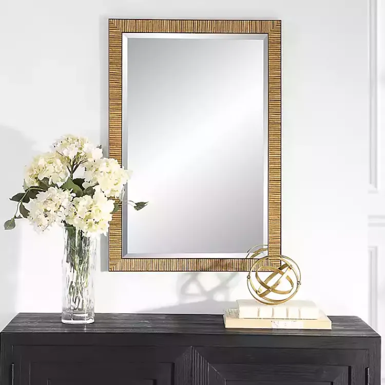 Decorative Mirrors-Kirklands Home Natural Rattan Beveled Wall Mirror