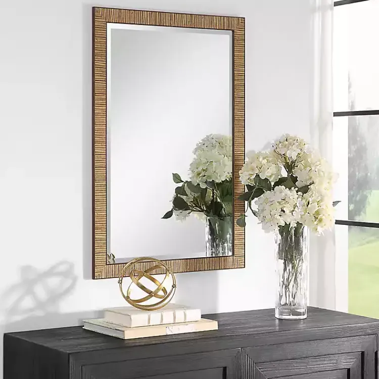 Decorative Mirrors-Kirklands Home Natural Rattan Beveled Wall Mirror