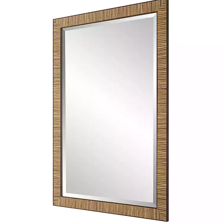 Decorative Mirrors-Kirklands Home Natural Rattan Beveled Wall Mirror